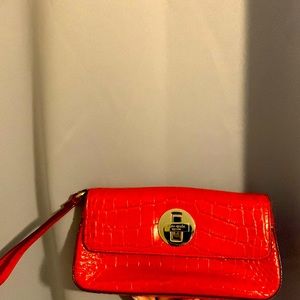 Kate Spade red croc clutch